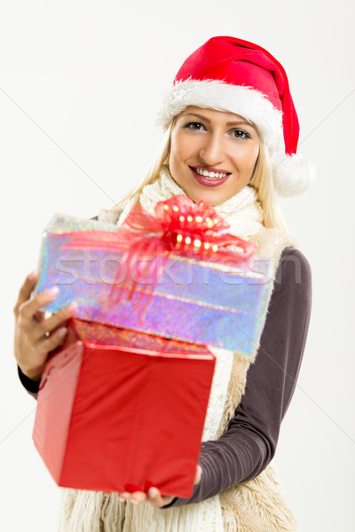 Cute Girl With Christmas Gifts Stock photo © MilanMarkovic78