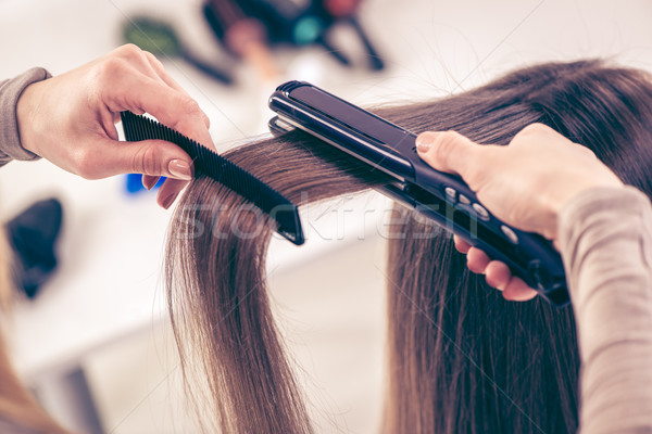 Cabelo cabeleireiro longo cabelo castanho vintage Foto stock © MilanMarkovic78