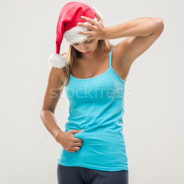 Foto stock: Navidad · mujer · de · la · aptitud · jóvenes · vientre · grasa