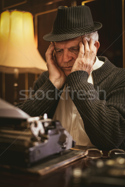 Worried Retro Senior Man Writer Stock photo © MilanMarkovic78