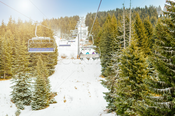 Ski Lift Winter Stuhl fahren Resort Stock foto © MilanMarkovic78