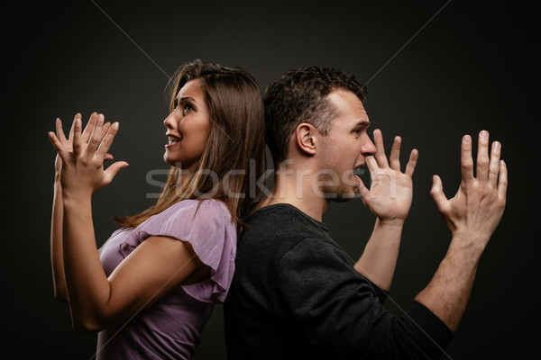Mérges pár fiatal pér áll hát kiált Stock fotó © MilanMarkovic78