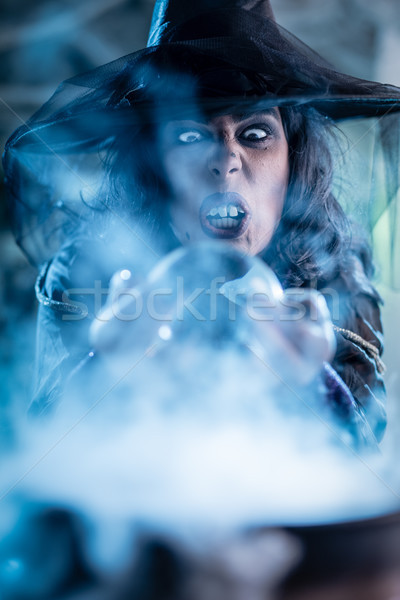 Witch zło magic piłka portret twarz Zdjęcia stock © MilanMarkovic78