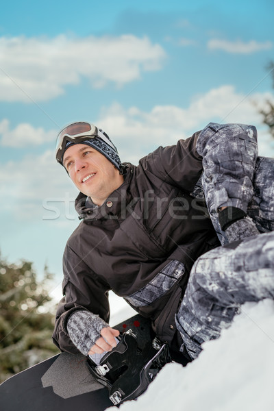 スノーボーダー 美しい 小さな 笑みを浮かべて 男 スノーボード ストックフォト © MilanMarkovic78