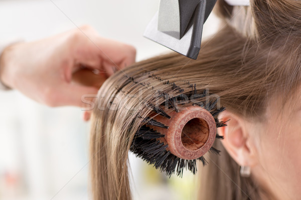Saç uzun saç kurutma makinesi fırçalamak Stok fotoğraf © MilanMarkovic78