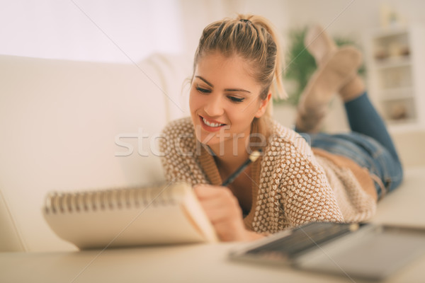 Girl Enjoying At Home Stock photo © MilanMarkovic78