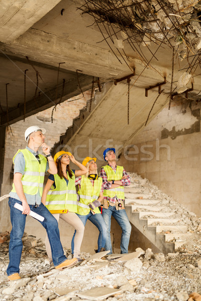 Stock foto: Wiederaufbau · Katastrophe · vier · Bau · Gebäude · beschädigt