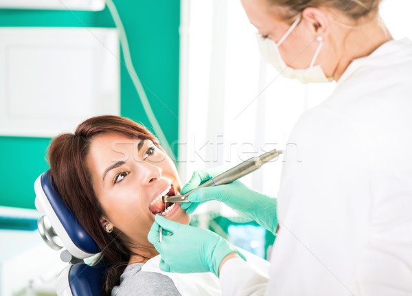 Dental trattamento trapano femminile dentista Foto d'archivio © MilanMarkovic78