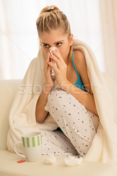 Girl With A Sniffle Stock photo © MilanMarkovic78