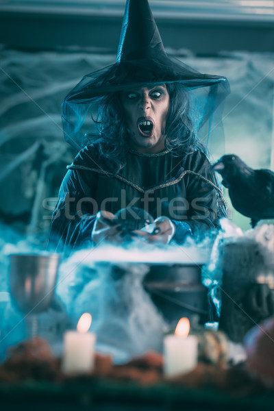 Witch zło magic piłka twarz strony Zdjęcia stock © MilanMarkovic78