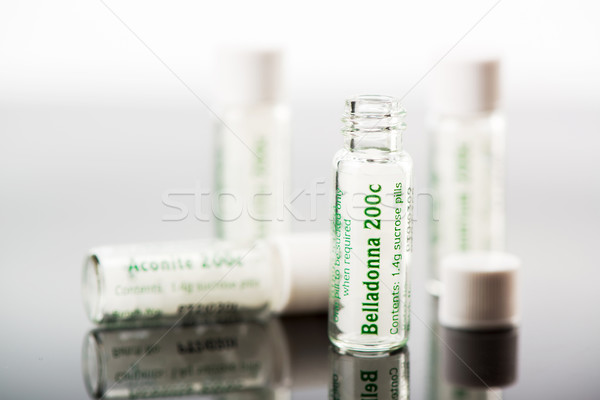 Homeopáticos medicina primer plano botellas botella macro Foto stock © MilanMarkovic78