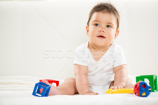 Сток-фото: Cute · ребенка · мальчика · сидят · домой · игрушками