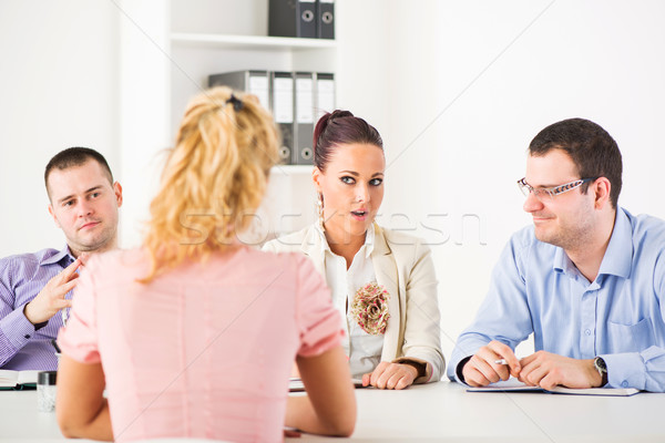 Vorstellungsgespräch Geschäftsfrau Geschäftsmann Männer arbeiten Team Stock foto © MilanMarkovic78