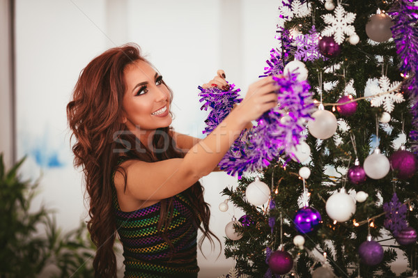 Albero di natale bella sorridere viola Natale Foto d'archivio © MilanMarkovic78