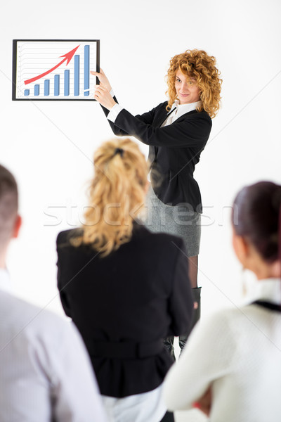 Business woman pointing Growing graph Stock photo © MilanMarkovic78
