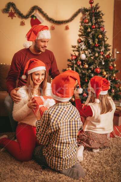 Stockfoto: Geschenk · moeder · mooie · gelukkig · gezin