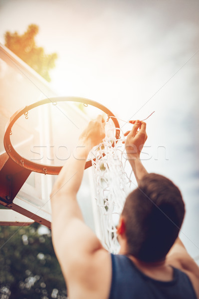 Installation Of Basketball Net On The Hoop Stock photo © MilanMarkovic78
