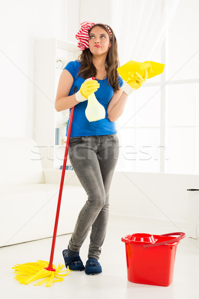 Young Housewife With Cleaning Equipment Stock photo © MilanMarkovic78