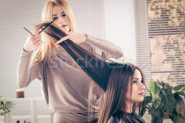 Jovem bela mulher cabelo cortar mulher belo Foto stock © MilanMarkovic78