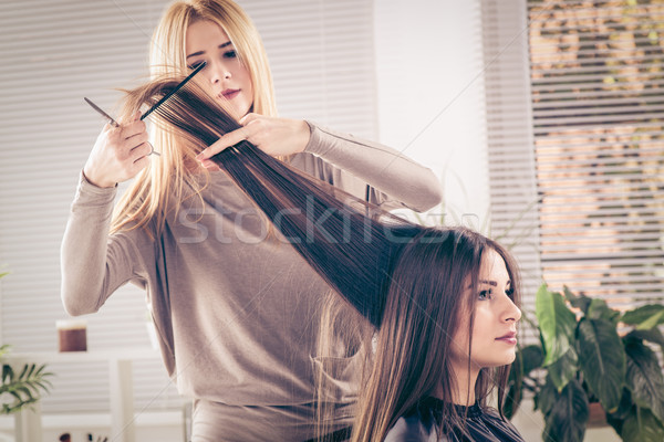 Foto d'archivio: Giovani · bella · donna · capelli · taglio · donna · bella