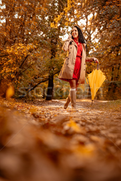 Phoning In Autumn Park Stock photo © MilanMarkovic78