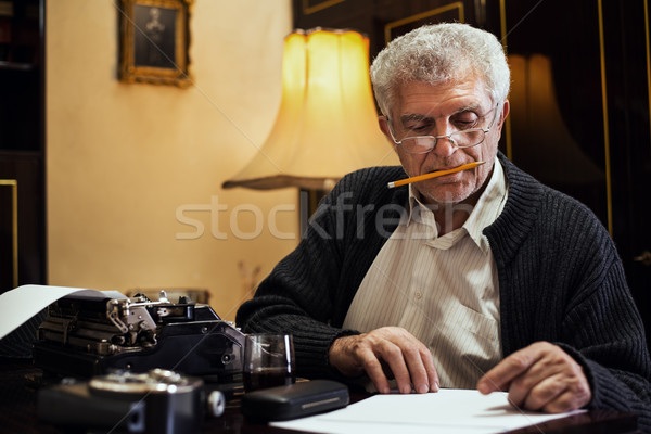 Retro Senior Man Writer Stock photo © MilanMarkovic78