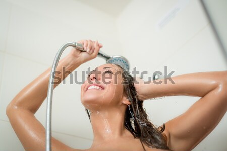 ванную счастье душу женщину стиральные лице Сток-фото © MilanMarkovic78
