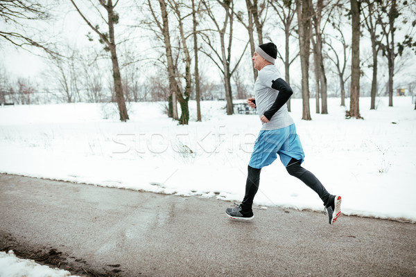 Stockfoto: Winter · jogging · actief · senior · man · lopen