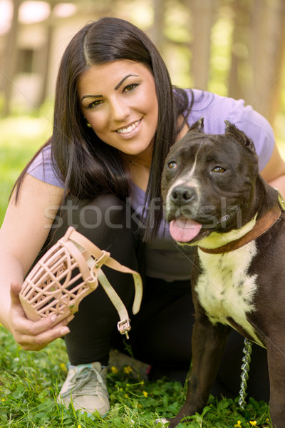 Mädchen Hund schönen Maulkorb legen Stock foto © MilanMarkovic78