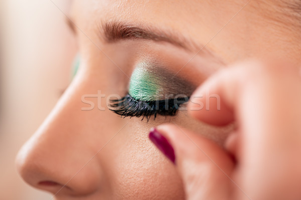 Falsche Wimpern Maskenbildner Modell Auge Stock foto © MilanMarkovic78