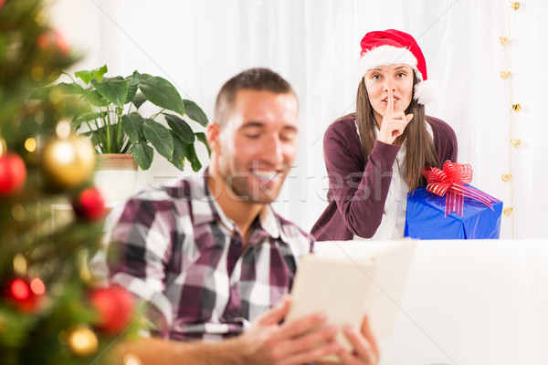 Shhhh, I Have A Christmas Gift For Him Stock photo © MilanMarkovic78