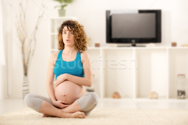 ストックフォト: 妊婦 · 美しい · 小さな · リラックス · 女性 · 妊娠