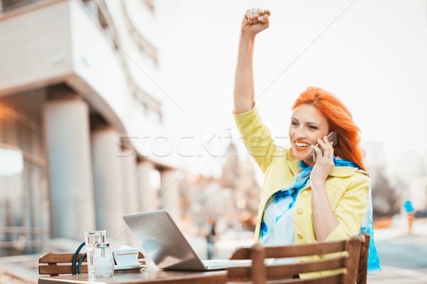 Successful Businesswoman On A Break In A Street Cafe Stock photo © MilanMarkovic78