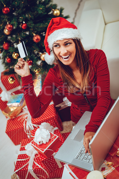 Navidad compra línea mujer hermosa Foto stock © MilanMarkovic78