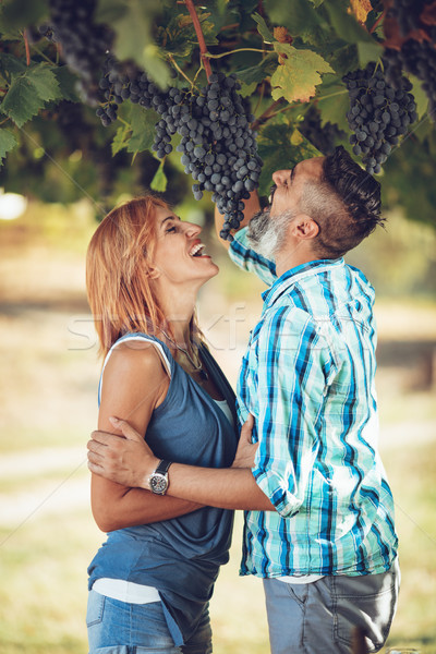 пару виноградник красивой улыбаясь женщину Сток-фото © MilanMarkovic78