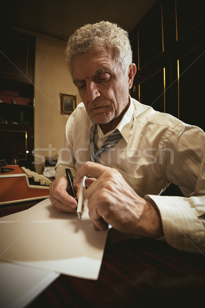 Retro Senior Man Writer Stock photo © MilanMarkovic78