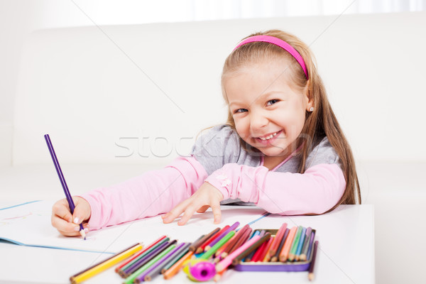 Little Girl With Colored Pencils  Stock photo © MilanMarkovic78