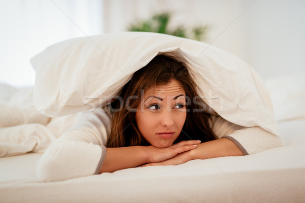Сток-фото: ленивый · утра · молодые · красивая · женщина · кровать