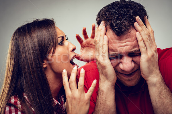 [[stock_photo]]: Colère · couple · femme · mari · couvert