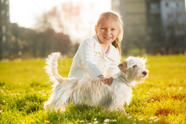 Little Girl With Her Puppy Dog Stock photo © MilanMarkovic78