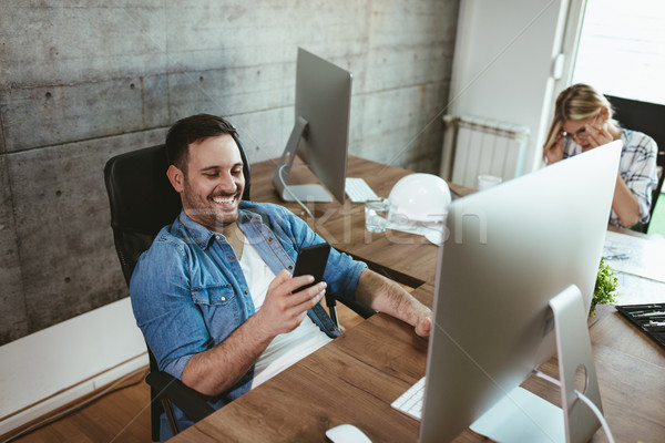 Foto stock: Tiempo · inteligentes · tecnología · jóvenes · guapo · exitoso