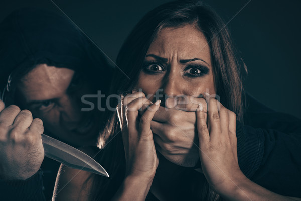 沈黙 若い女性 虐待 犠牲者 ナイフ 手 ストックフォト © MilanMarkovic78