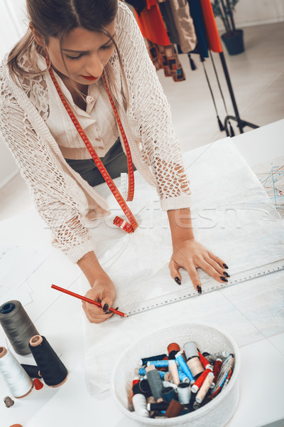 Woman Tailor With Sewing Pattern Stock photo © MilanMarkovic78