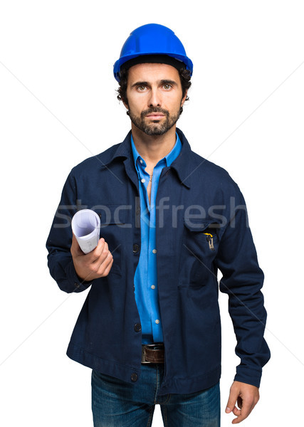 Ingenieur isoliert weiß Mann Industrie Job Stock foto © Minervastock