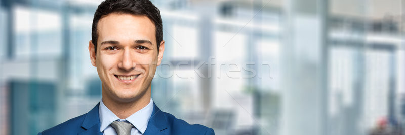 Stockfoto: Portret · knap · zakenman · kantoor · financieren · bank