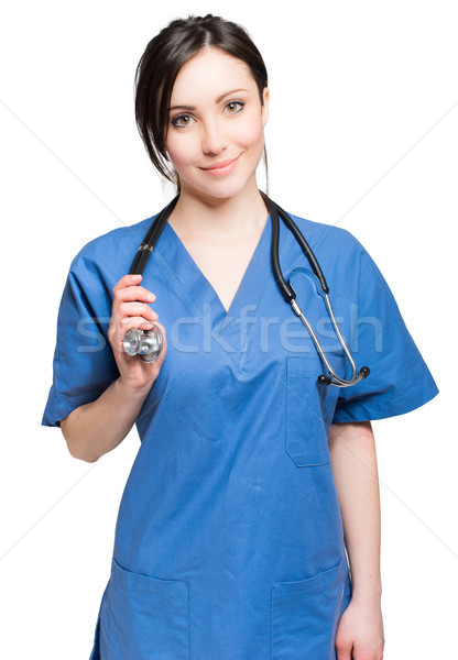 Sonriendo femenino médico blanco nina feliz Foto stock © Minervastock