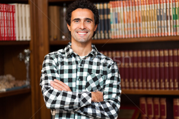 Mann Bibliothek Buch Studenten Bildung Raum Stock foto © Minervastock