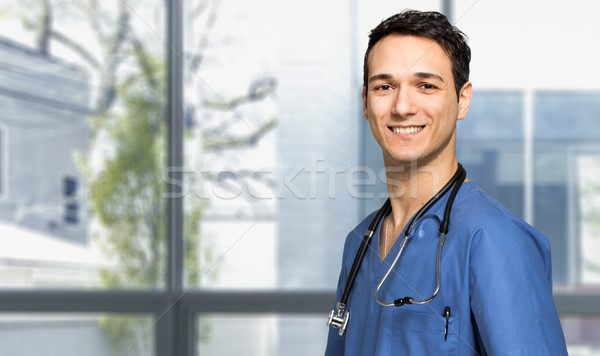 Männlich Krankenschwester lächelnd Lächeln Mann glücklich Stock foto © Minervastock