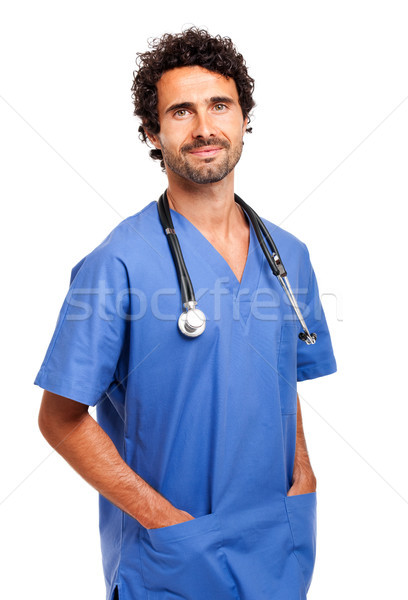 Jungen Arzt weiß glücklich Gesundheit Krankenhaus Stock foto © Minervastock