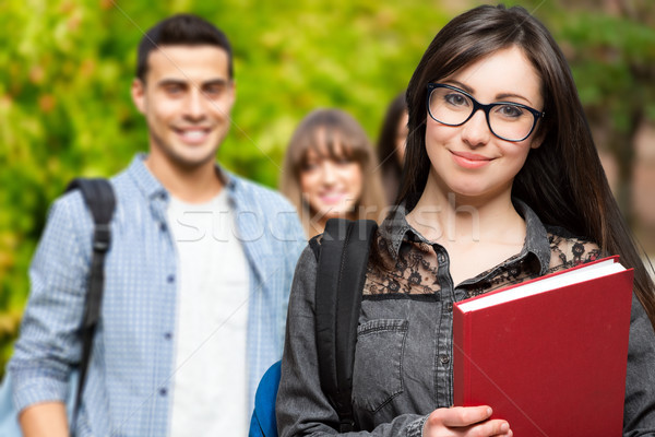 Studenten Park Frauen Bildung Männer Gruppe Stock foto © Minervastock